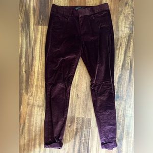 Banana Republic Black Mid Rise Sloan Skinny Cropped Velvet Pant Size 0